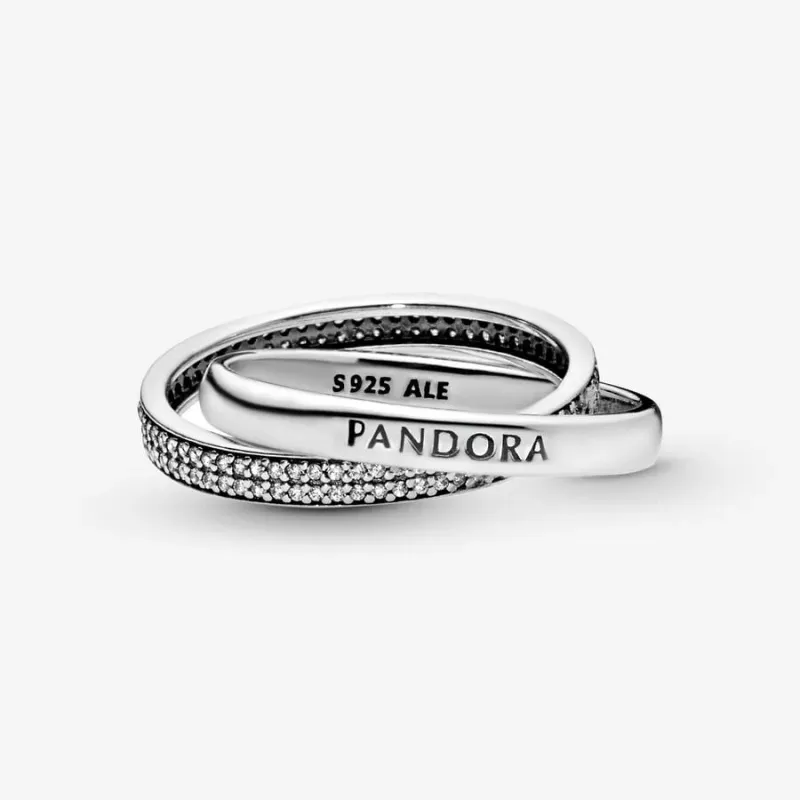 Stackable Rings Pandora Intertwined Pandora Logo and Pave Ring Argent efficace Stackable Rings magasin direct pandora